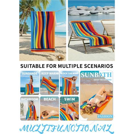 Serviette de plage, serviette de plage en fibres ultra-fines et absorbantes, serviette imprimée (1/5)