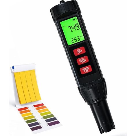 pH-mètre numérique, chloromètre, testeur d'eau pour piscine, grand écran, 7 en 1 (pH, sel, chlore, ORP, EC, TDS, température), haute précision pour eau potable, piscine, aquarium, hydroponie, spa (1/5)