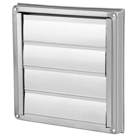 Rejilla de ventilación cuadrada móvil de 95 mm de diámetro, de acero inoxidable para montaje en pared exterior con paletas activas, adecuada para campanas extractoras de cocina. (1/4)