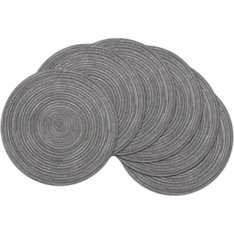 Tovagliette rotonde intrecciate - Set da 6 pezzi - 38 cm - PVC - Resistenti al calore - Antiscivolo - Lavabili - Adatte per tavoli da cucina e da pranzo (1/5)
