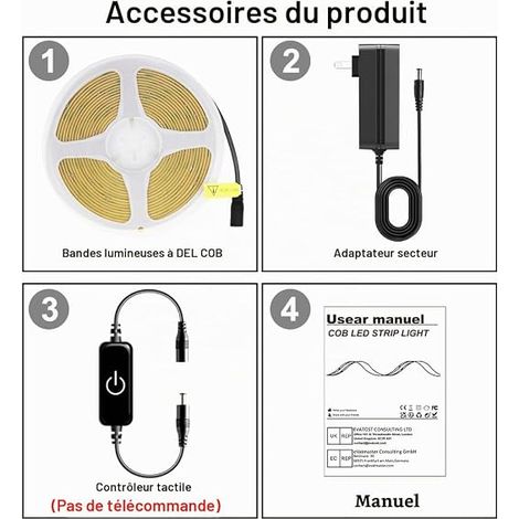 Ruban LED COB Blanc naturel 4000K avec Toucher Variateur (1/4)