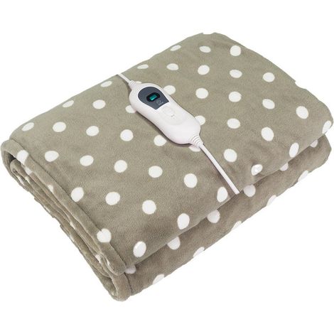 Pinilla elektrische Heizdecke mit Polka-Dot-Muster, 120 W, 160 x 120 cm, 3 Heizstufen, abnehmbar, waschbar