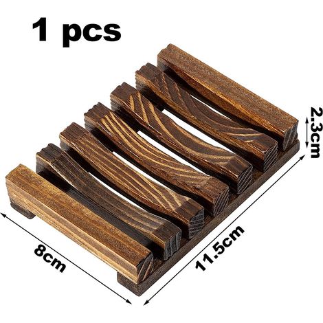 1Pc Porte-Savon en Bois, Porte-savons Artisanat, Égouttoir à Savon Utilisé dans Les Salles de Bains, Les Cuisines, etc, Peut Étre Placé des Deux Côtés (11.5 cm 8 cm) (1/4)