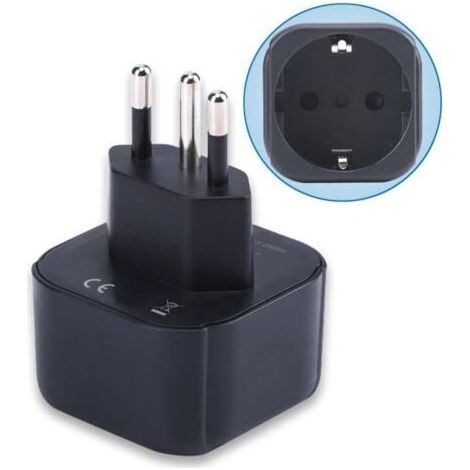 Adaptateur de Prise Europe vers Brésil, Prise Schuko Européenne/Allemande/Française/Italienne/Espagnole Prise Type C/E/F Adaptée au Convertisseur de Prise de Voyage Prise Brésilienne (1 pièce) (1/5)