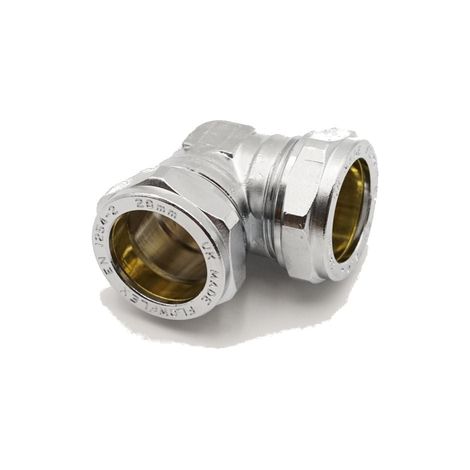 PrimaPlus Chrome Brass Compression Elbow 28mm - Pack of 5 (1/2)