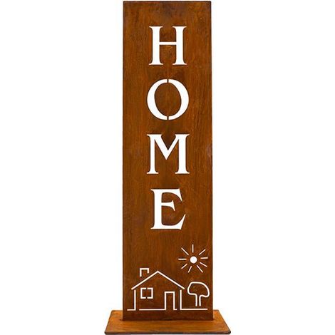 Panneau Décoratif Home en Métal Aspect Rouille pour Jardin et Salon - Hauteur 55 cm - PANGIVO