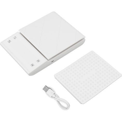 Hochpräzise digitale Küchenwaage (0,1 g) für Lebensmittel, Kaffee, Schmuck – Weiße elektronische Waage (1/5)