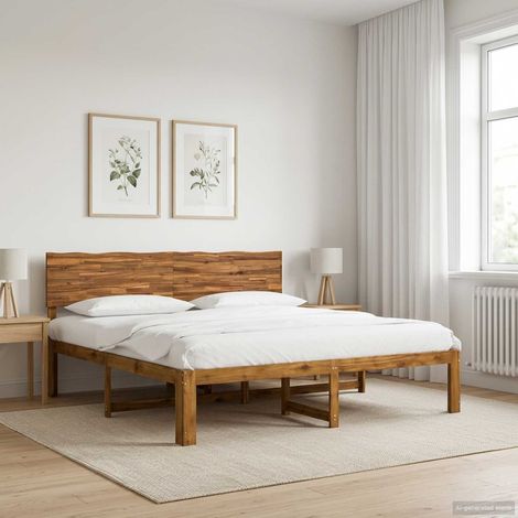 Cama doble con cabecero ROSTOCK Natural 200 x 200 cm (1/5)