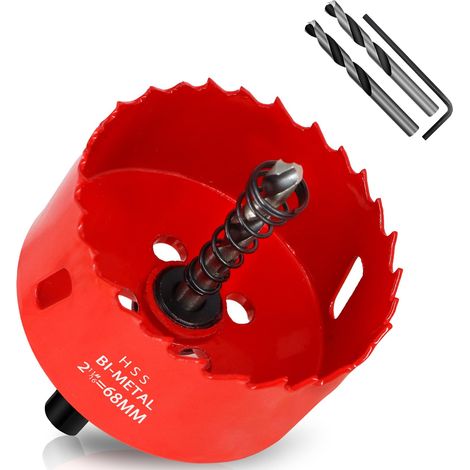 Scie Cloche Bi-métal 68 mm, M42 HSS Bimétallique Scie Trèpan, avec Adaptateur de Tige Triangulaire et Foret de Centrage, pour le Bois, Métal Mou, Plastique, Verre, Carrelage, Céramique (1/5)