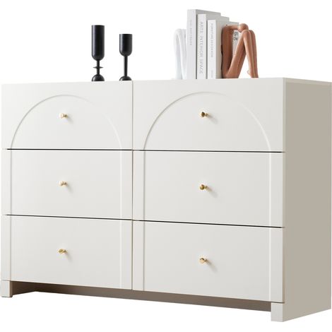 CHICFURN Cómoda blanca de 6 cajones, 120 x 40 x 82 cm, para salón y dormitorio (1/5)