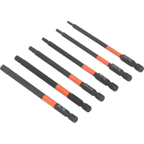 Kit de 6 embouts de vissage à percussion électrique magnétiques noirs puissants, tige hexagonale 1/4 po (1/5)