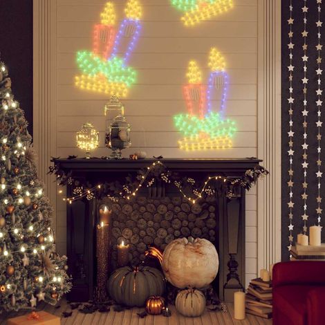 vidaXL LED-Silhouetten 2 Stk. Weihnachtskerzen mit 144 LEDs 70x42 cm (1/5)