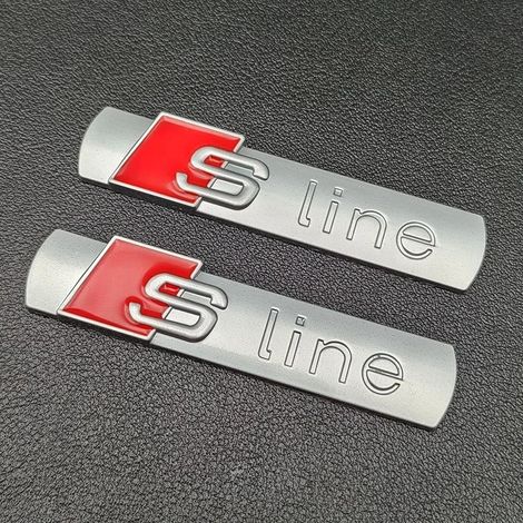 (Argent mat, lot de 2) 2 emblèmes S-Line en métal 3D, autocollants pour ailes de voiture, compatibles avec Audi A1, A2, A3, A4, A5, A6, A7, Q2, Q3, Q5, Q7, SQ5, RS5 et TT. Accessoires (1/4)