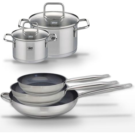 Lot de 3 Poêles 24/28/32cm Elo Profi Therm Platinum et 2 Faitouts 12/16cm (1/5)