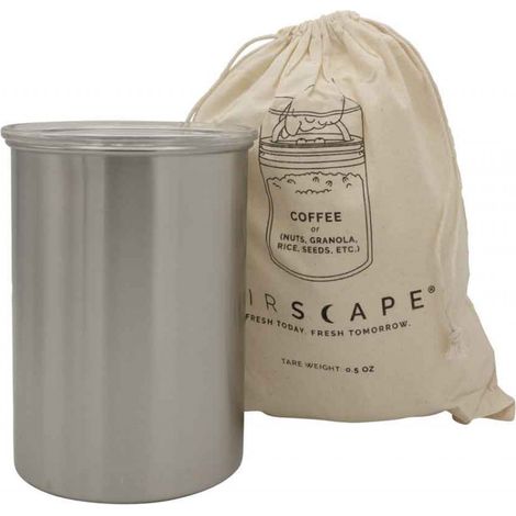 UNKNOWN Airscape Boîte de Conservation pour café et Aliments – Couvercle hermétique breveté pour préserver la fraîcheur des Aliments, Acier Inoxydable, (Taille Moyenne, Acier brossé) (AS0107)