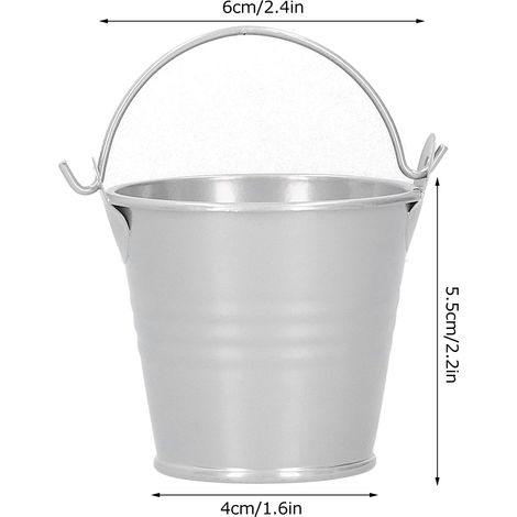 Lot de 10 mini pots pour plantes succulentes, petits seaux en métal argentés, pour décoration intérieure et extérieure, 4 x 5,5 x 6 cm (1/5)