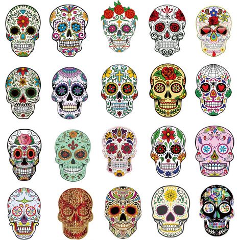 50 gruselige Totenkopf-Aufkleber zum Personalisieren von Gepäck und Notizbüchern (Muster nicht verfügbar, derzeit in Entwicklung) (exklusiv für Mexiko) (1/5)