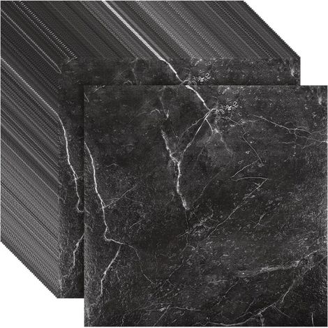 40 Dalles Sol Vinyle Autocollant Effet Marbre Noir 30x30cm 1,3mm Imperméable Cuisine Salle De Bain (1/5)