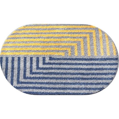 Tapis de bain ovale en microfibre douce et moelleuse, antidérapant et très absorbant, 40 x 60 cm (1/2)