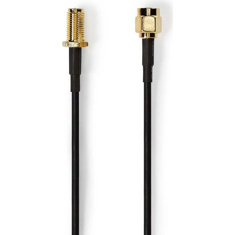 Nedis Antennenkabel / RP SMA-Stecker / RP SMA-Buchse / Vergoldet / 50 Ohm / Einzeln geschirmt / 5.00 m / Rund / PVC / Schwarz / Label