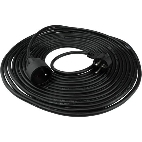 Rallonge à une prise 2P+T 16A 2500W 10 mètres, câble 3x1,5 noir ECO LIGHT (1/2)