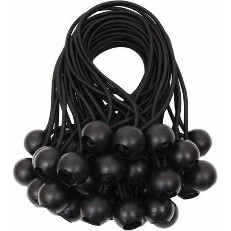 Tendeur de bâche Tendeurs à boule tendeur élastique tendeur en caoutchouc pour bannière, bâche, pavillon, tente, rideaux Harnais d’extension, support de bâche Blanc, 15cm (Noir, 40pcs) (1/5)