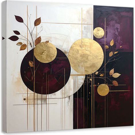Leinwandbilder Abstrakt Kreise und Blätter in Beige und Violett 20x20 (1/5)