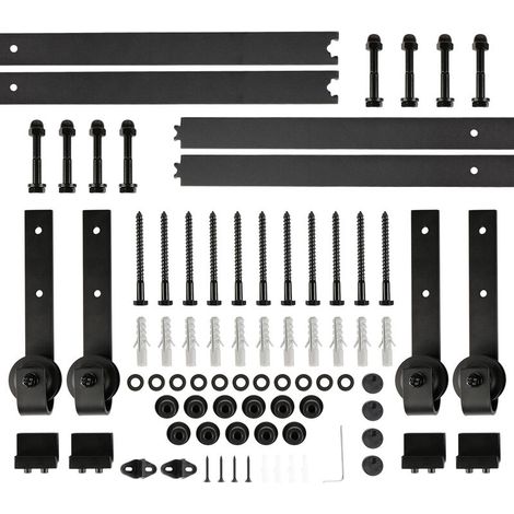 366cm Acier Inoxydable Rail Porte Coulissante,120 kg,noir (1/5)