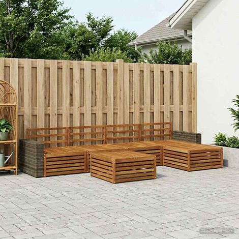 vidaXL Set di divani da esterno 6 pz Naturale Legno di Acacia Massello (1/5)