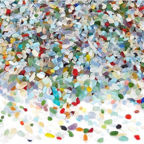 Galets de Verre Poli par la Mer, Pierres de Verre Colorées sans Perçage Gemmes Cailloux pour Remplissage de Vase, Gravier pour Aquarium Artisanat Résine DIY, 36mm