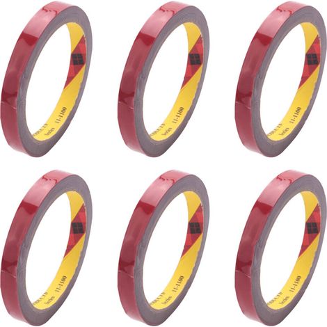 6 Rollen superklebendes, doppelseitiges, permanent starkes Klebeband für Auto und Fahrzeug, rot, 12 mm x