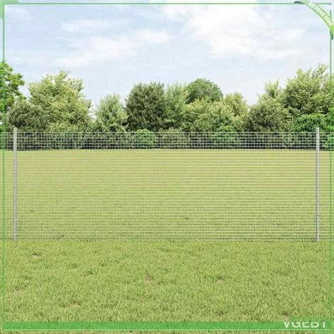 Kit clôture extérieur acier argent 100 x 0,8 m avec 44 poteaux et vis - anti-corrosion, résistant UV (1/5)