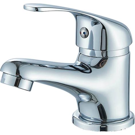 Robinet de salle de bain avec douchette extractible, douchette à cheveux, mitigeur monocommande avec bonde en chrome (1/5)