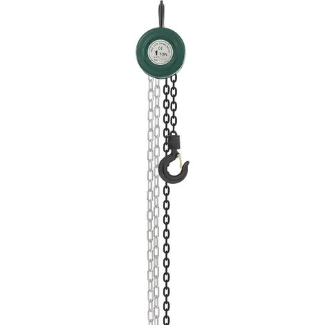 Treuil 1T 3m - Treuil à main avec une capacité de levage de 1000 kg, chaîne en acier G80, crochet de sécurité robuste, treuil à poulie pour atelier, forêt, entrepôt et applications industrielles (1/5)