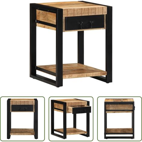 vidaXL Mesa auxiliar madera maciza de mango rugosa 40x40x50 cm (1/5)