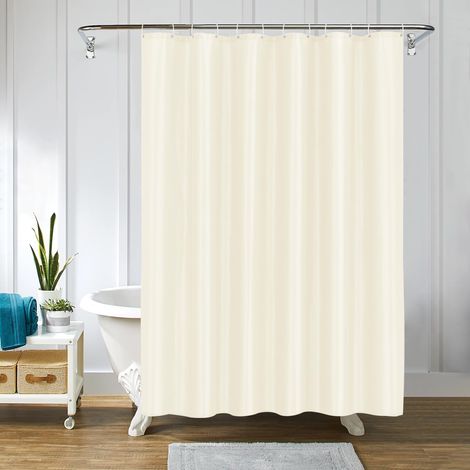 1 Rideau de douche, Polyester, 180x220 cm, Anti-moisissure, Beige, Pour baignoire (1/5)