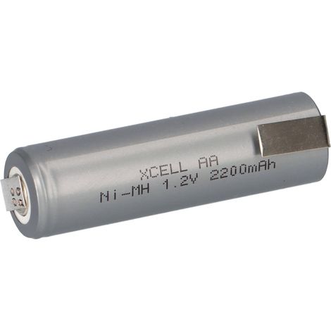 XCell Akku Mignon AA 2200 mAh 1,2V NiMh mit Z Lötfahne Flattop Hochstrom (1/5)