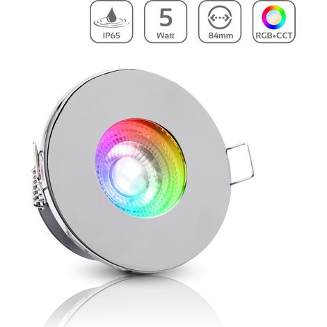Einbauspot IP65 rund - Farbe: Chrom - LED Leuchtmittel: GU10 5W RGB+CCT (1/5)
