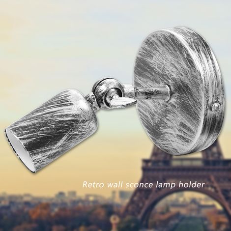 Applique murale de style rétro pour bar, café ou couloir, avec douille E27 (argenté) (1/5)