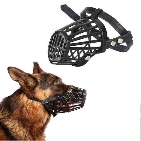 Muselière en plastique souple confortable pour chiens de différentes tailles, couleur beige, anti-morsure et anti-aboiements - Taille S (noire) (1/4)