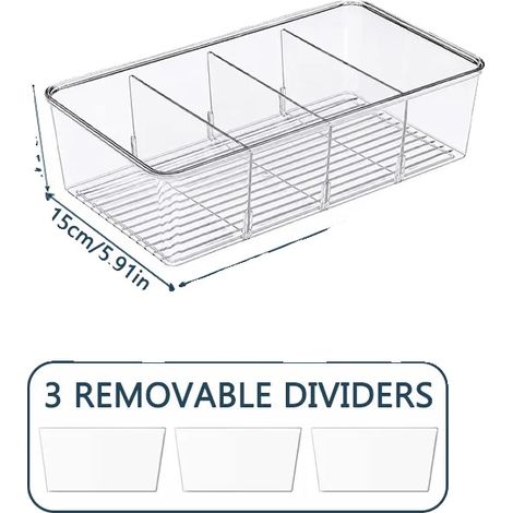 Cajas de almacenamiento, diseño transparente, organizador reutilizable, transparente - 2 unidades (1/2)