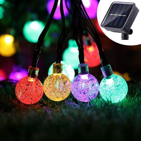 Solarbetriebene LED-Lichterkette für drinnen und draußen, Kugel-Laternen, Gartendekoration, Solar-Außenlampe, Kristallkugel-Lichterkette, 7 Meter, 50 Lichter (1/5)