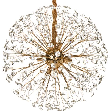 Lámpara de araña colgante glamurosa fabricada en vidrio metal y latón transparente ⌀ 60 cm Timane