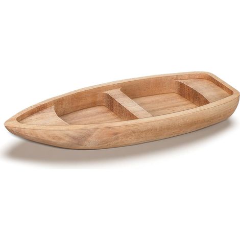 Petit Bateau en Bois Modèle Canoë Décoratif pour Salon et Bureau (1/5)