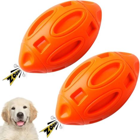 s couineurs pour chiens à mâchoires puissantes, résistants, non toxiques, en caoutchouc naturel, adaptés à toutes les races, lot de 2, orange (1/5)