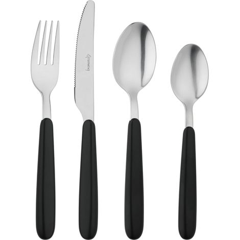 Couverts de bistro, ensemble de 16 pièces, acier inoxydable 18/0, manche arrondi, noir (1/5)