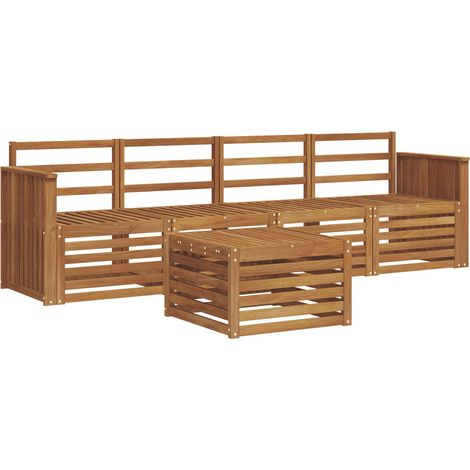 Set divani 5 pz Salotto da Giardino Naturale Legno di Acacia Massello (1/5)