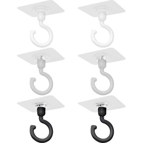 Lot de 6 Crochets Muraux Autocollants Rotatifs - Crochets Adhésifs pour Plafond, Idéaux pour Serviettes de Salle de Bain et Accessoires (1/4)