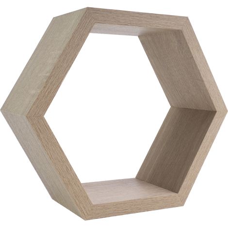 Wand-Regal Sechseck Eiche (1/4)