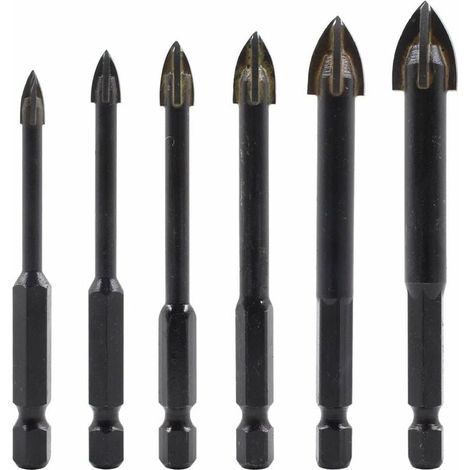 Brocas y kit de brocas de carburo de tungsteno para azulejos (azulejos, ladrillos, cemento, hormigón, vidrio, plástico, bloques de metal y madera). (1/5)